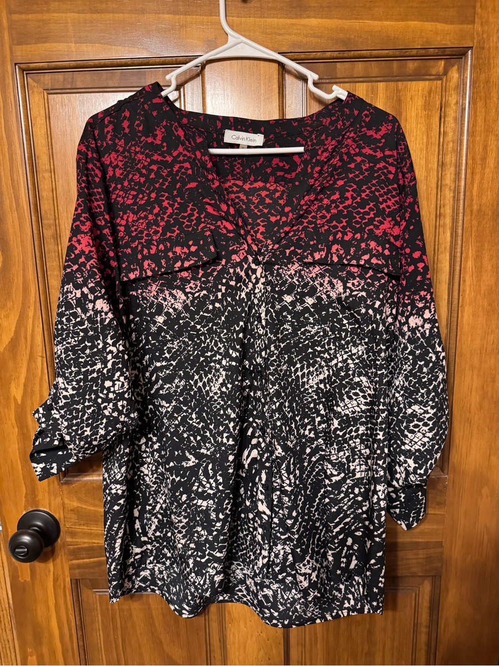 Calvin Klein Women's Red & Black Printed Blouse